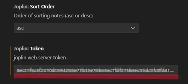 VSCode Joplin Tokenを貼り付け